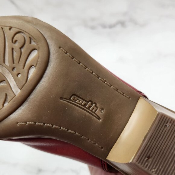 Earth Kristy Red Leather Booties Open Toe Sandals Boots Women's 5 - Picture 8 of 12